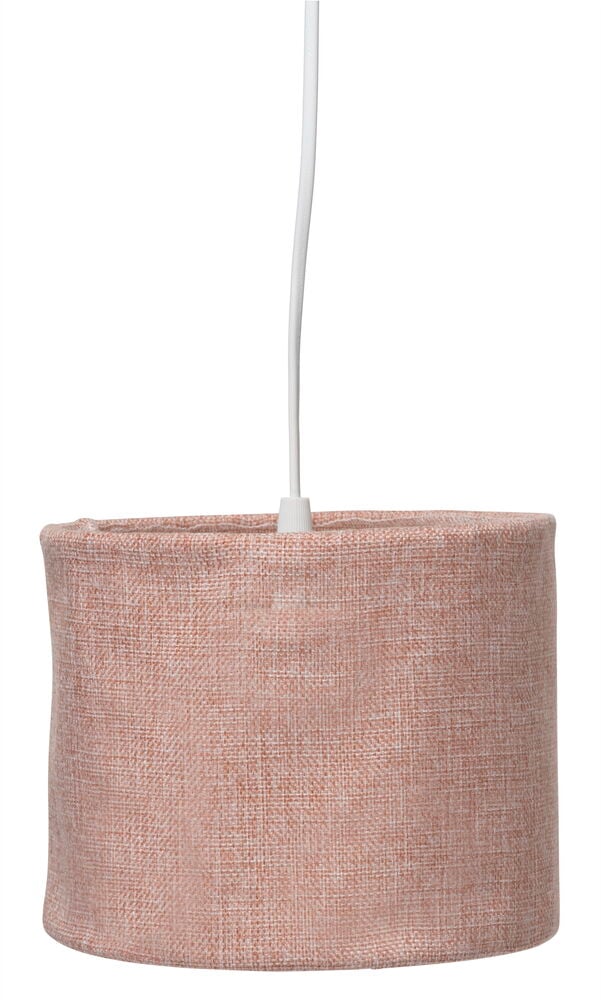 Cylindrisk lampskärm i rosa linnelook med sladd.