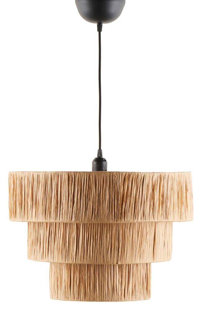 Naturlig taklampa i papper med svart sladd.