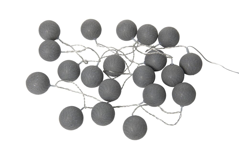 Grå LED-ljusslinga med tjugo runda lampor.