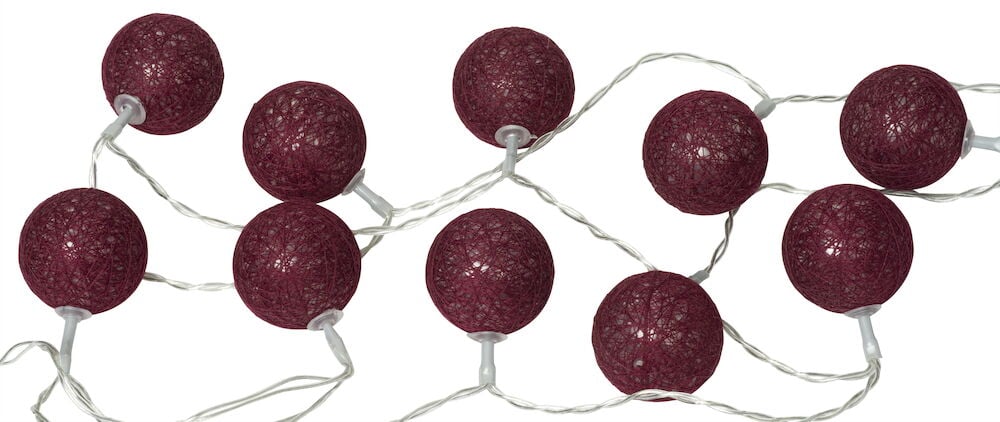 LED ljusslinga med tio bollar i rött.