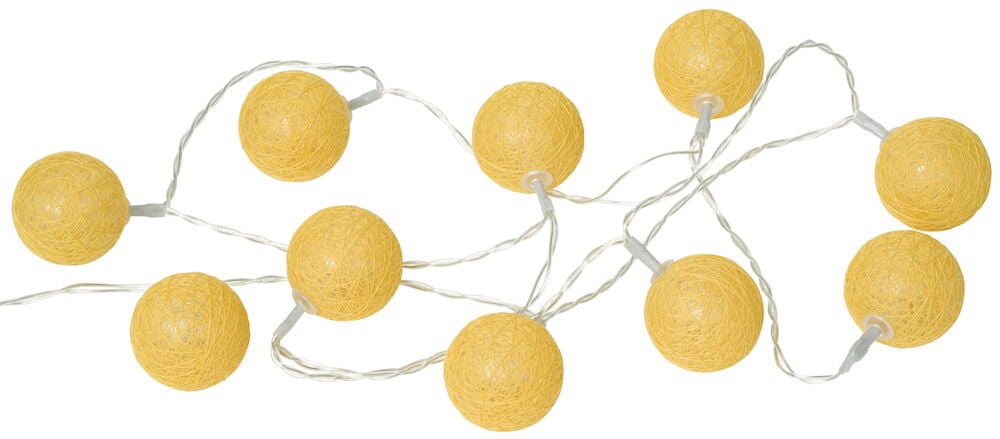 Ljusslinga med tio gula bollar för inomhusbruk.