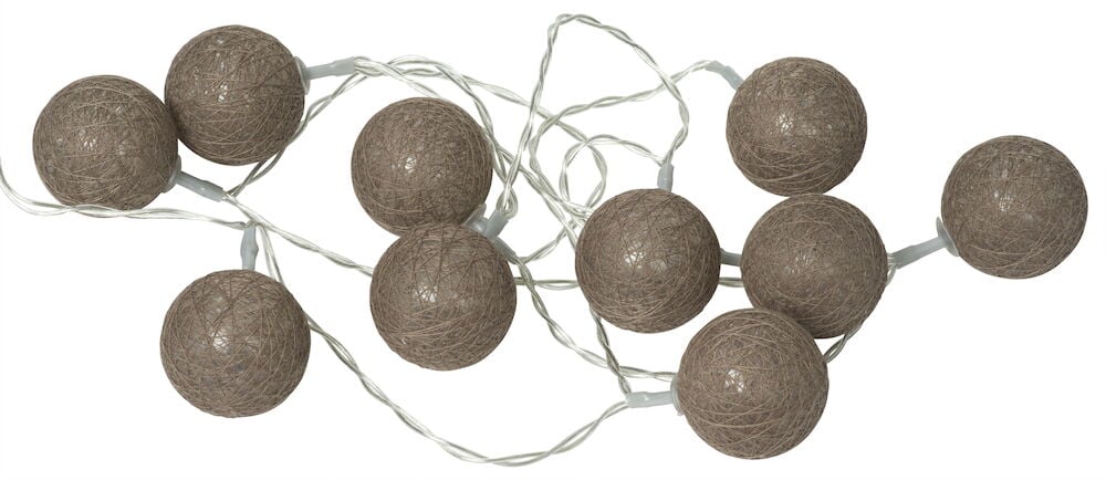 Ljusslinga med tio bruna bollar för inomhusbruk.