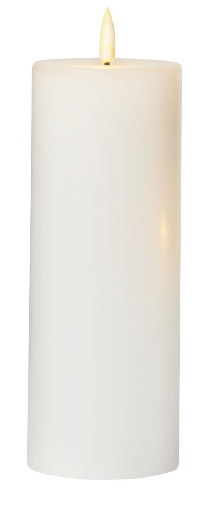 Vitt blockljus LED med naturtrogen flamma.