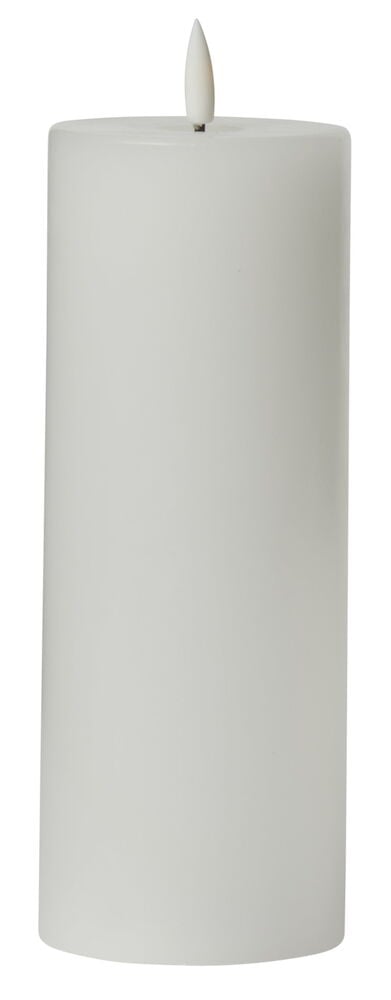 Hvitt blokklys av voks med naturtro flamme.