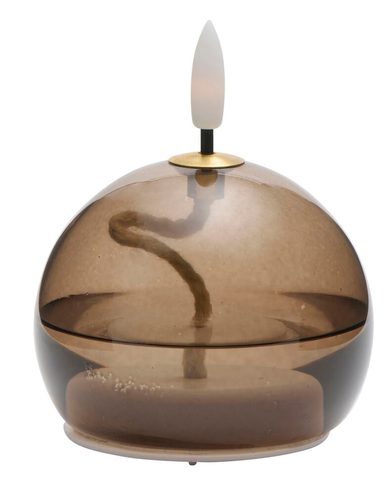 Transparent LED-ljus med rund form och konstgjord veke.