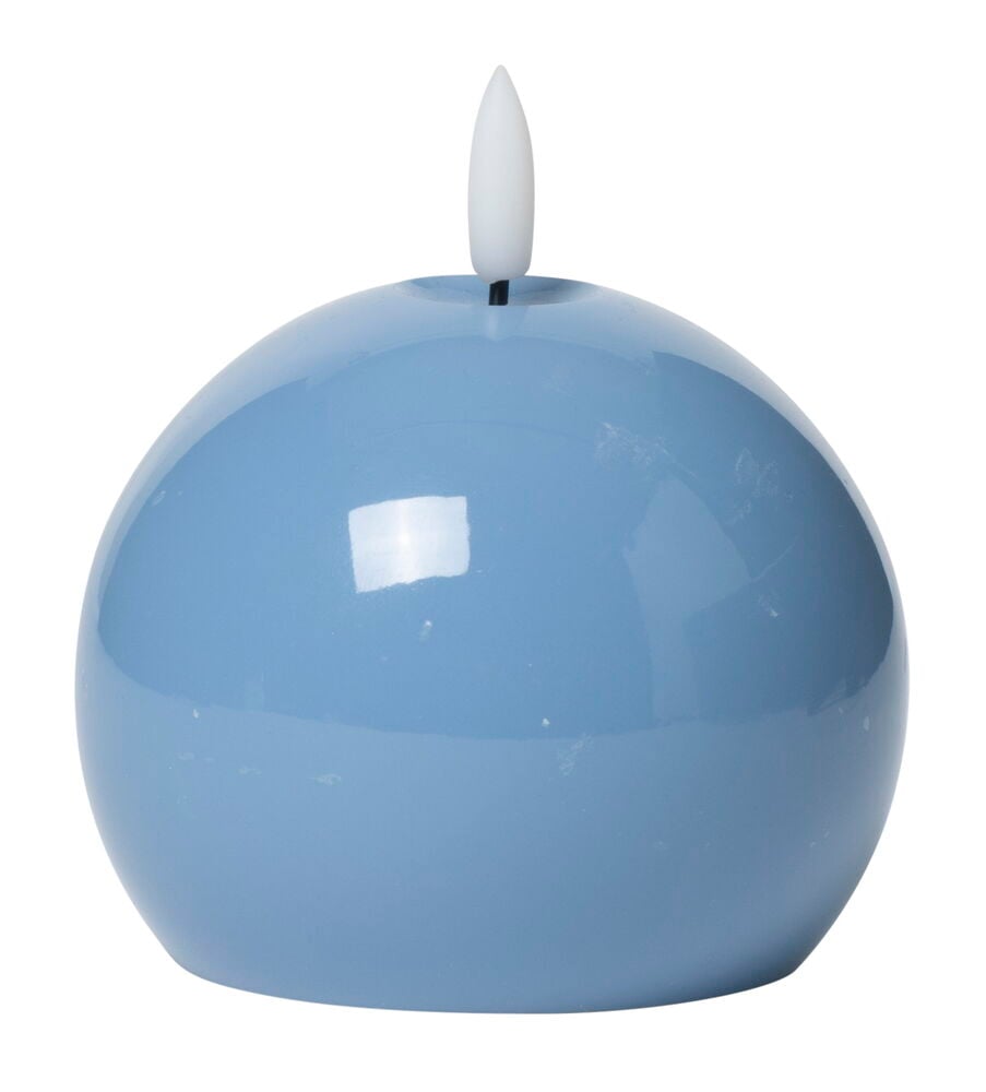 Runt blått LED-ljus med vit låga.