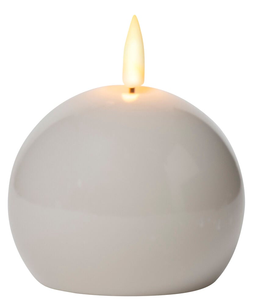 Runt vitt LED-ljus med flammande låga.