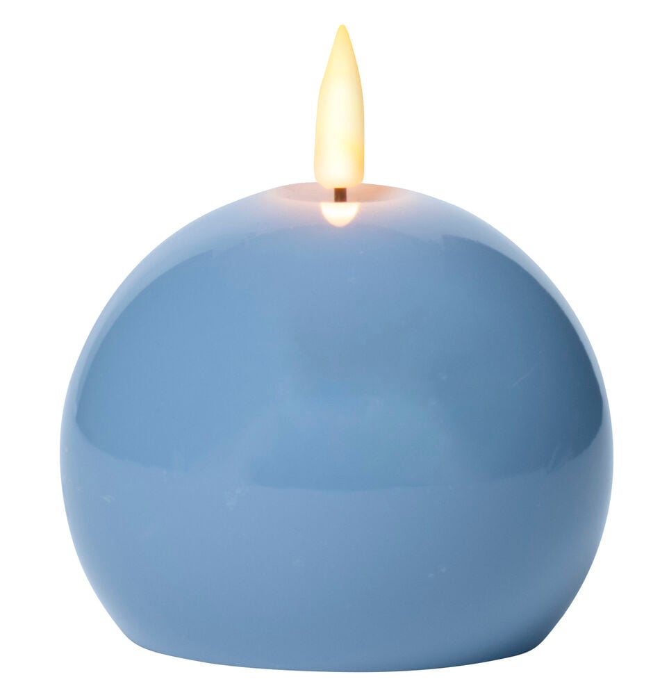 Runt blått LED-ljus med gul låga.