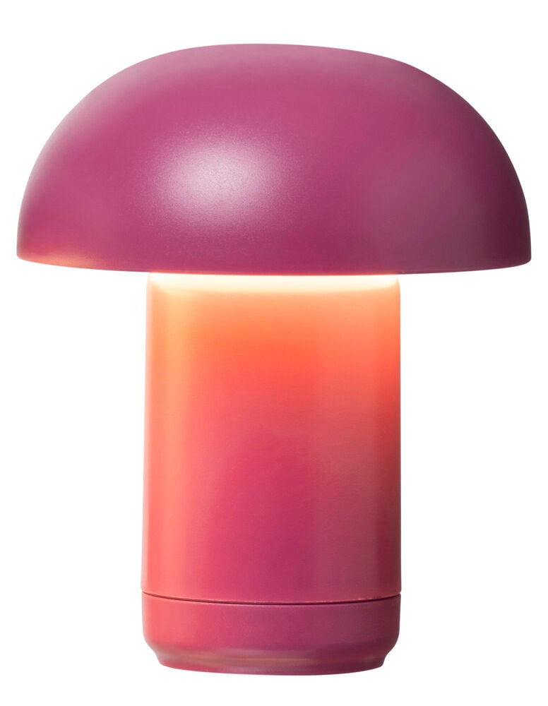 Liten rosa dekorationslampa med rund ovandel.