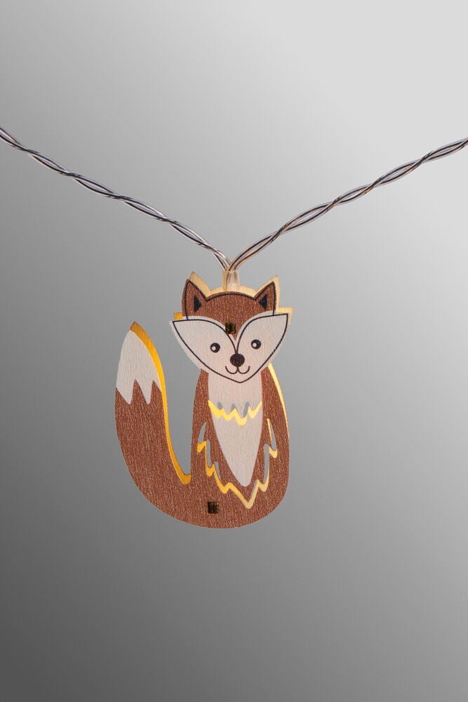 Trädekoration formad som en räv på snöre.