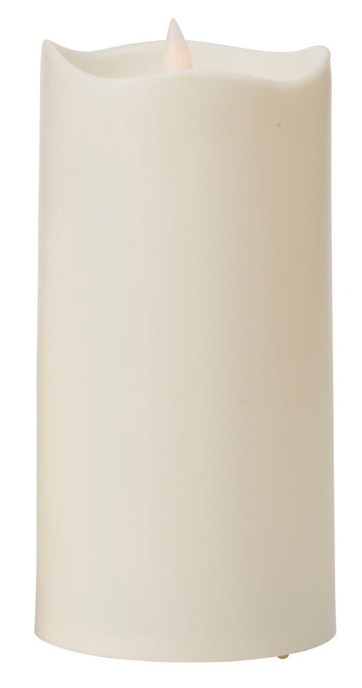 Ett vitt batteridrivet dekorationsljus utan låga.