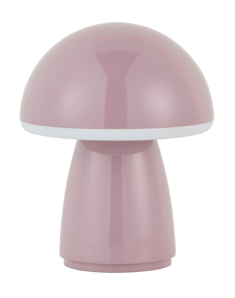 En rosa svampformad lampa med en vit kant visas i en frontvy.