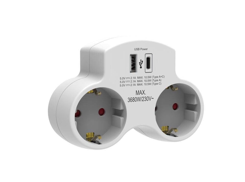 Grenpropp 2-vägs 1xUSB-A 1xUSB-C