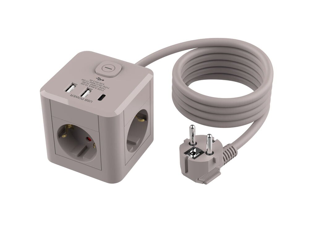 Grenuttak, 3-veis 2xUSB-A 1xUSB-C Cube - 4