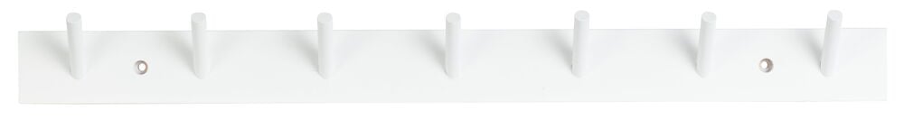 Vit kroklist i bokträ med sex krokar.