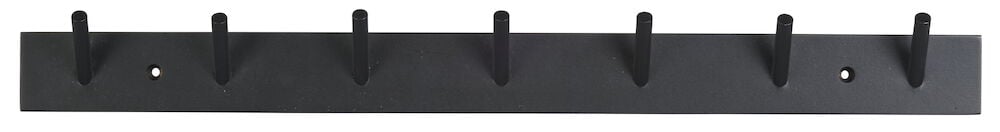 Svart kroklist i trä med sju krokar.