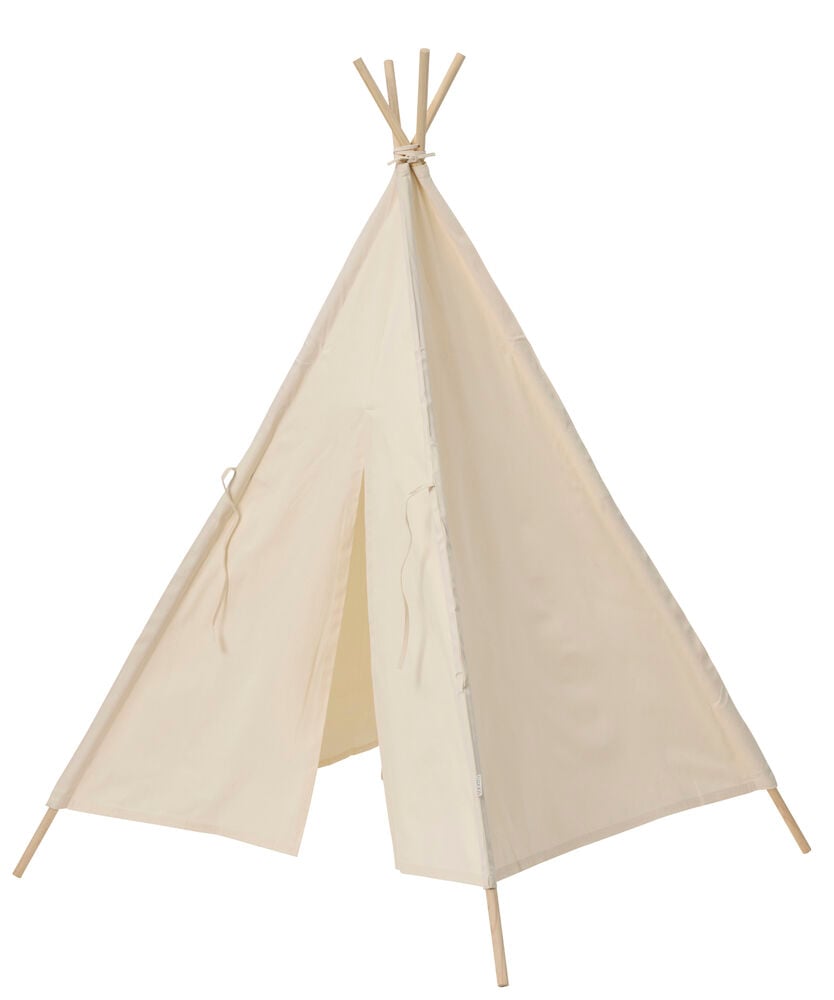 Tipitält i neutrala färger med träramar.