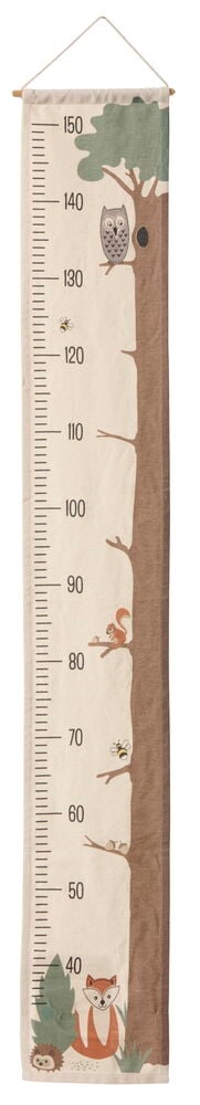 Mätsticka med skogsdjur för barnrumsvägg.