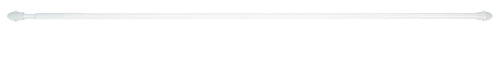 Justerbar hvit gardinstang med plastender.