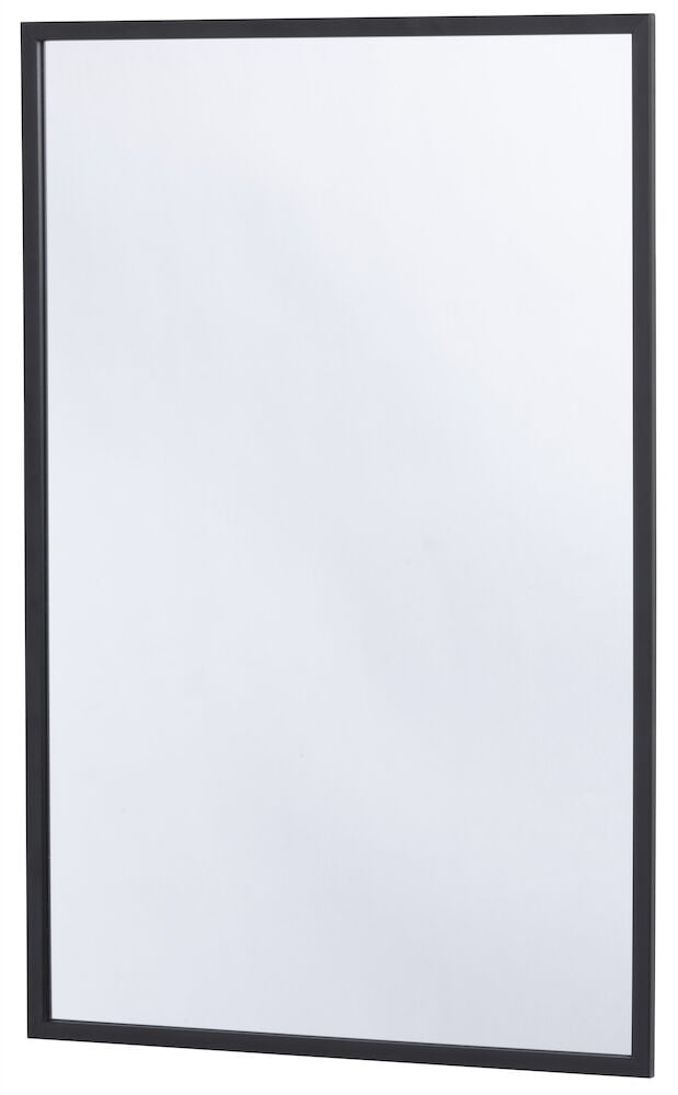 Suorakulmainen seinäpeili mustalla kehyksellä.