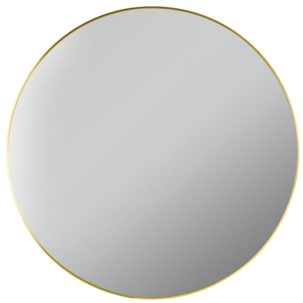 Iso pyöreä peili ohuilla kultavärisillä kehyksillä.