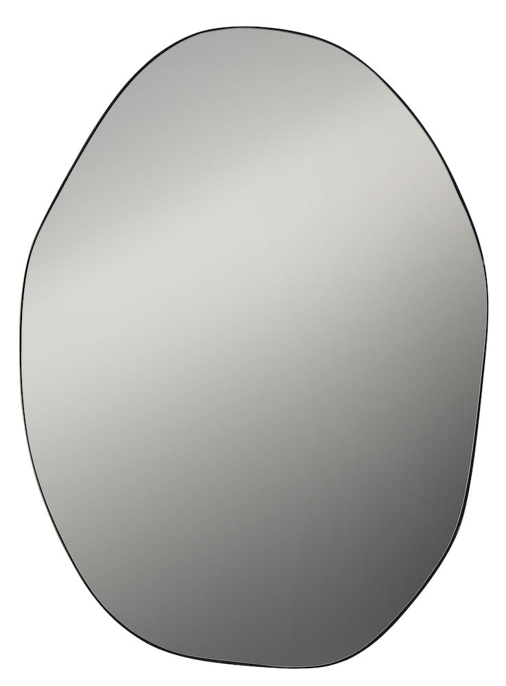 Orgaaninen peili, jossa on ohut musta metallikehys.