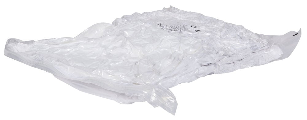 Genomskinlig tom vakuumpåse för förvaring av kläder.