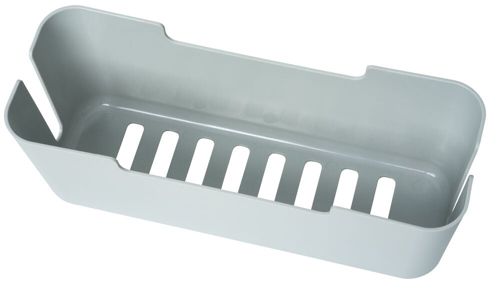 Grå kabelbox i återvunnen plast med slitsar.