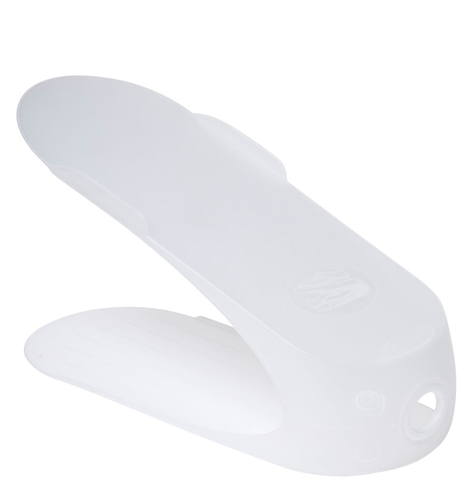 Transparenter Schuhhalter aus Kunststoff für eine organisierte Aufbewahrung.