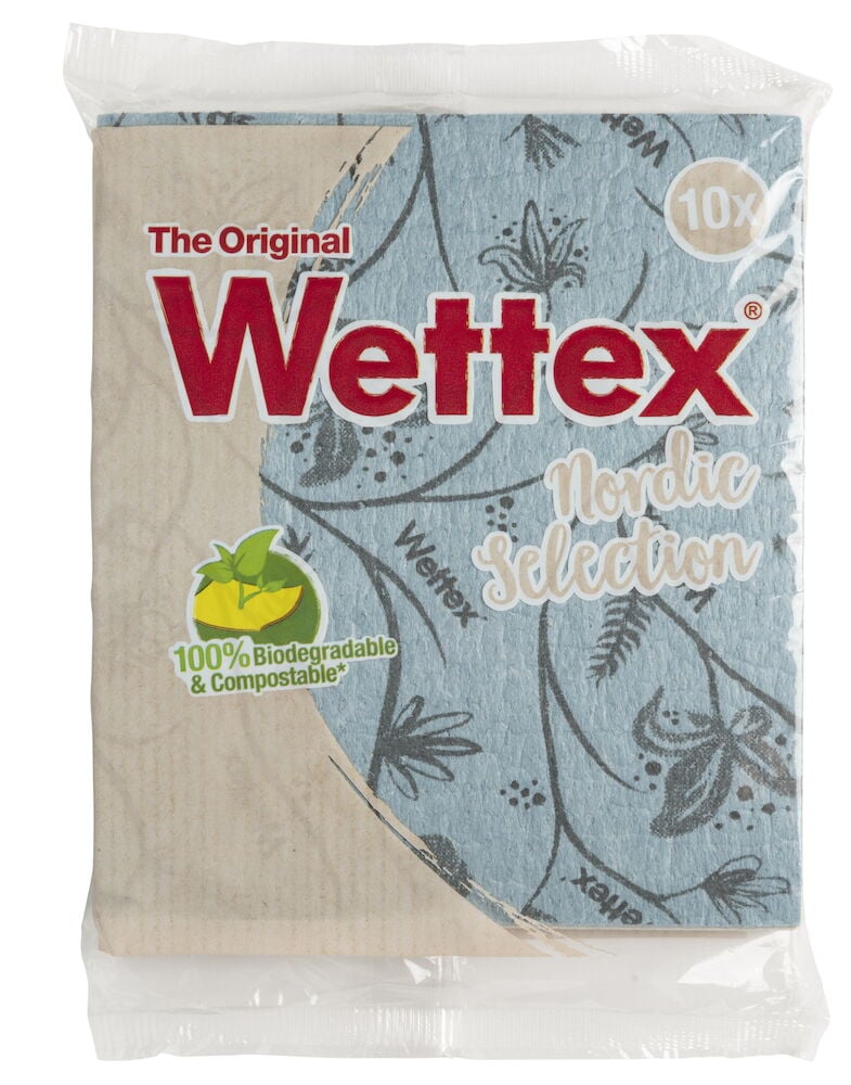 Tio disktrasor i blandade färger i plastförpackning.