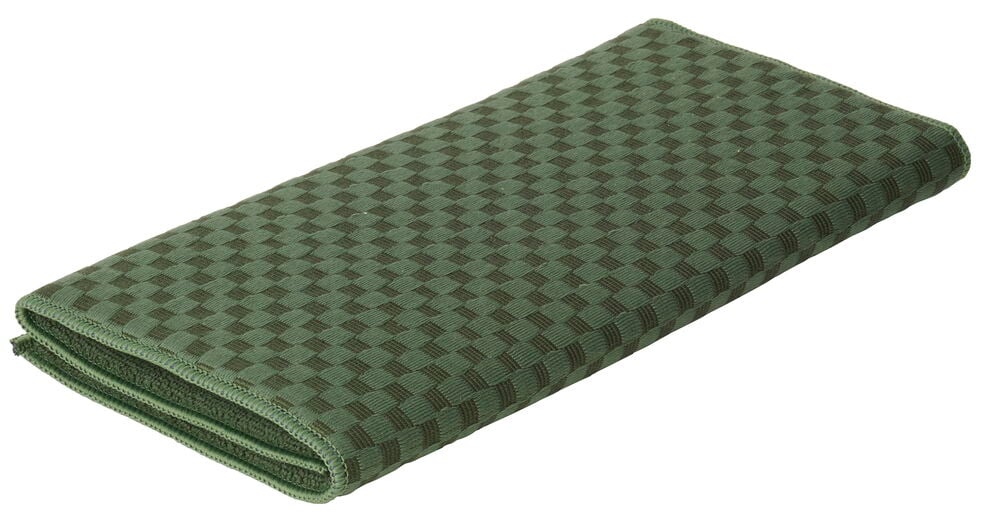 En foldet grønn rutete Oppvaskmatte 33x50 cm vises.