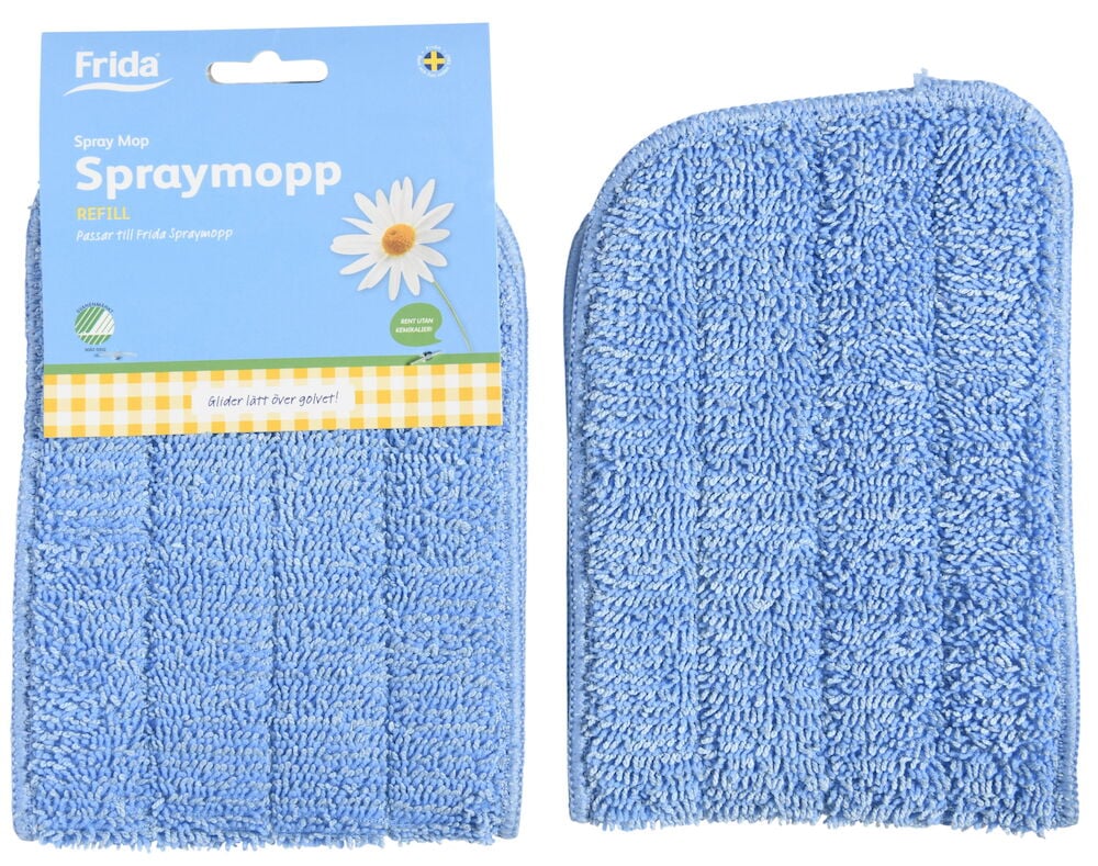 Blauer Mikrofaser-Mopp-Nachfüllpack für Sprühmopp, zwei Stück.