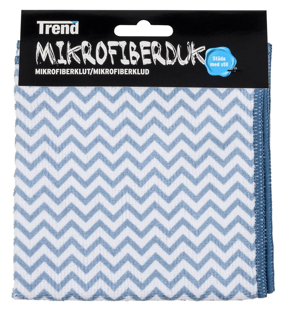 Ein Mikrofasergewichtstuch mit blauem Zickzackmuster.