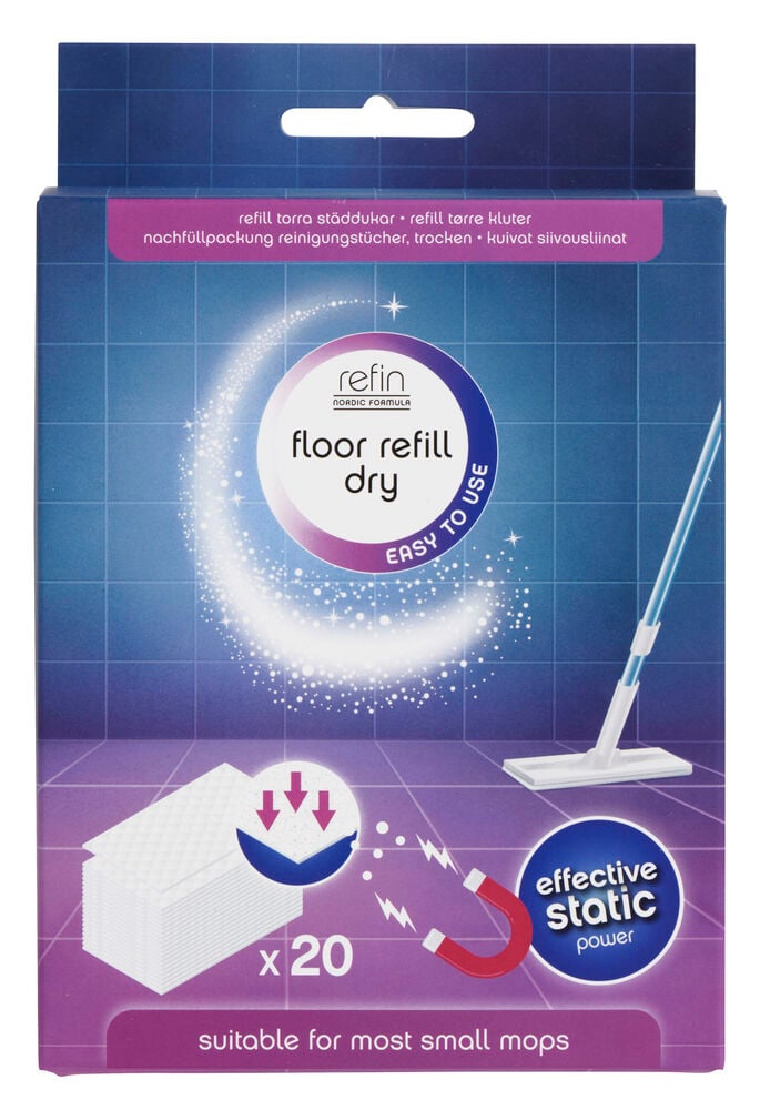 Tørre kluter til gulvmop, refill  Refin