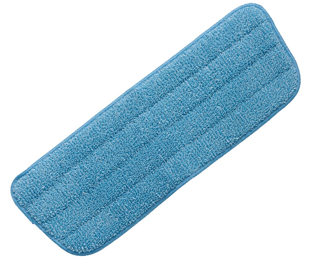En blå Spraymopp, refill Refin 1-pk, med rektangulær mikrofiberpute, horisontale riller og avrundede hjørner.