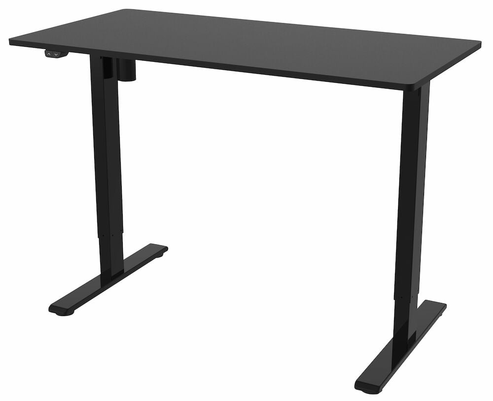 Schwarzer elektrisch höhenverstellbarer Schreibtisch 120x60 cm.