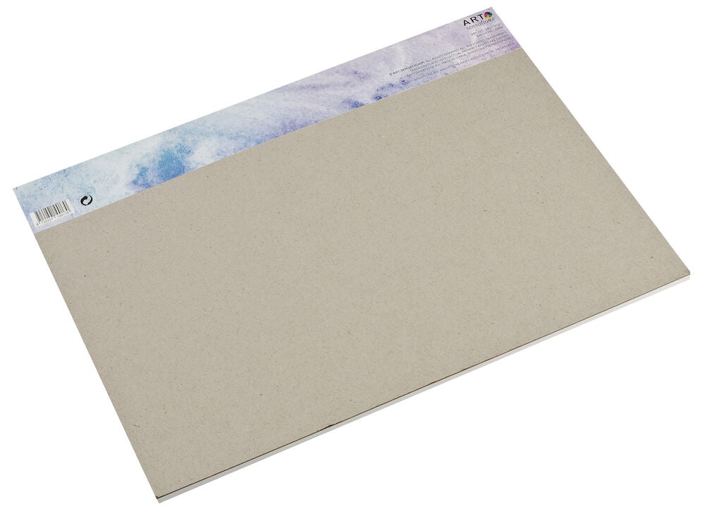 A3 målarblock med grå baksida och etikett.