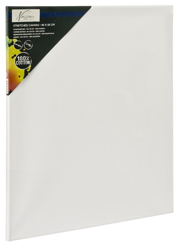 Eine leere weiße Leinwand mit bedeckter Ecke.