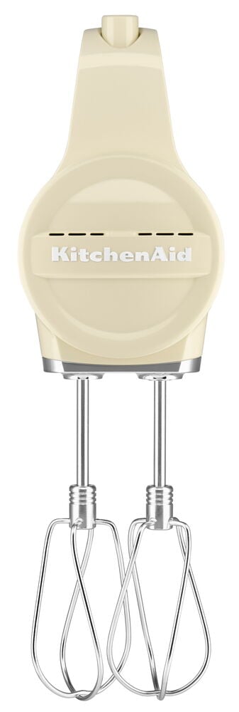 Trådløs håndmikser i kremhvit med to visper.