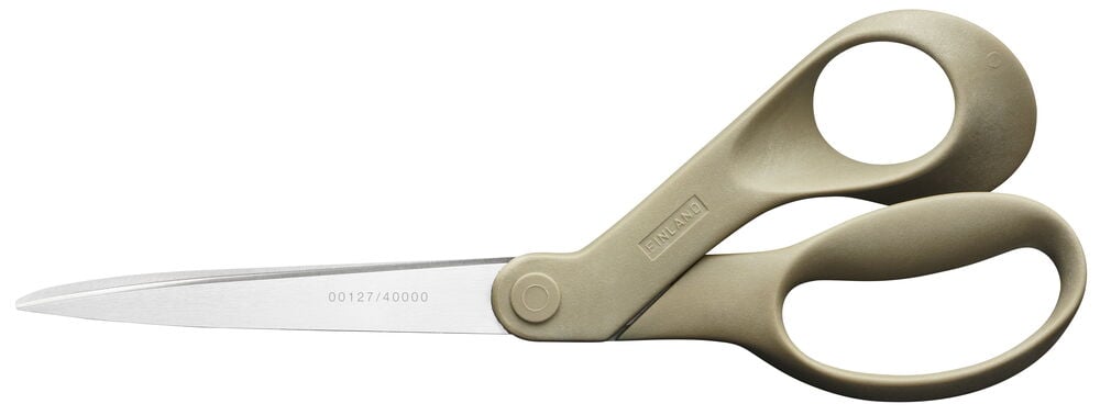 Universalsaks med grått håndtak og rustfrie blader.