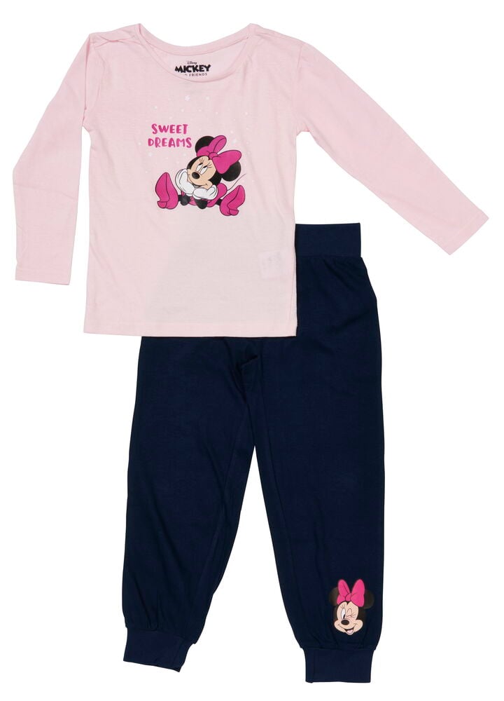 Rosa langärmliges Pyjama-Oberteil mit Minnie-Motiv.