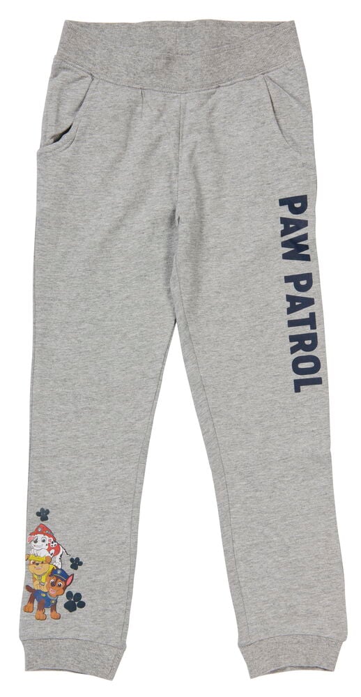 Graue Jogginghose für Kinder mit Paw-Patrol-Motiv.