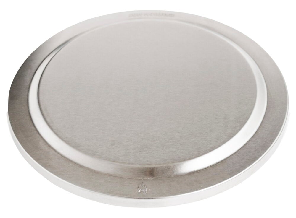 Rund lock i rostfritt stål för eldstad.