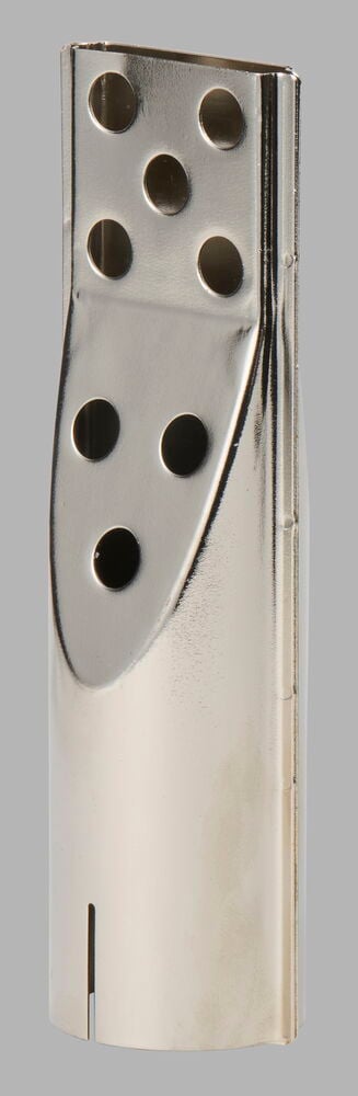 Silverfärgat metallfäste till Elektrisk ogräsbrännare Thermokill Trio BSI 2000 W, med perforerade sidor och böjd bas.