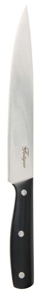 Allkniv Fontignac 20 cm, med sølvfarget blad og svart håndtak med tre sølvfargede nagler.