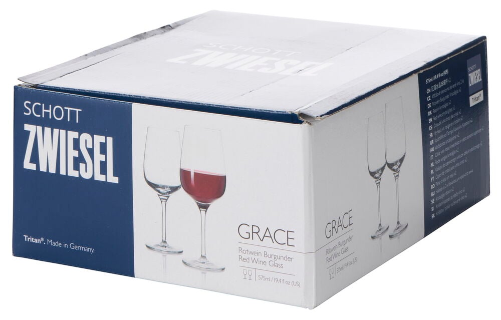 Valkoinen laatikko, viisto kuva, jossa Punaviinilasi Schott Zwiesel 57,5 cl, 2-pack Grace.