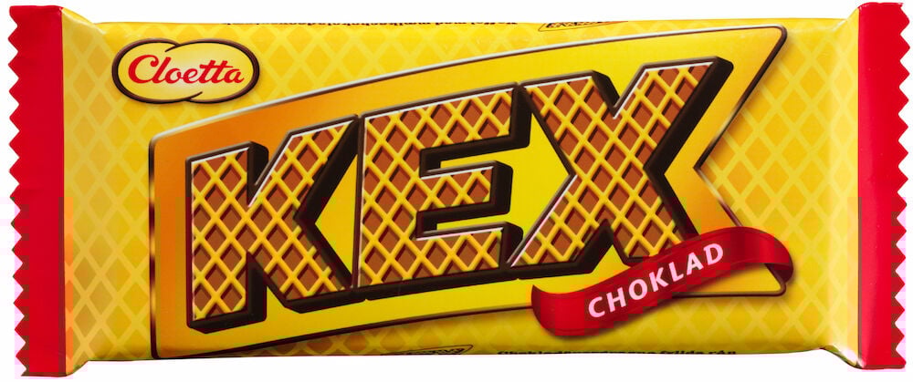 En gul förpackning Kexchoklad från Cloetta.