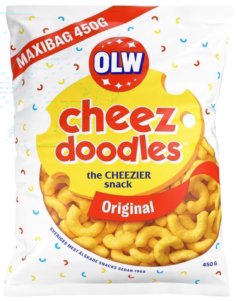 Große weiße Tüte OLW Cheez Doodles Original-Käseflips.