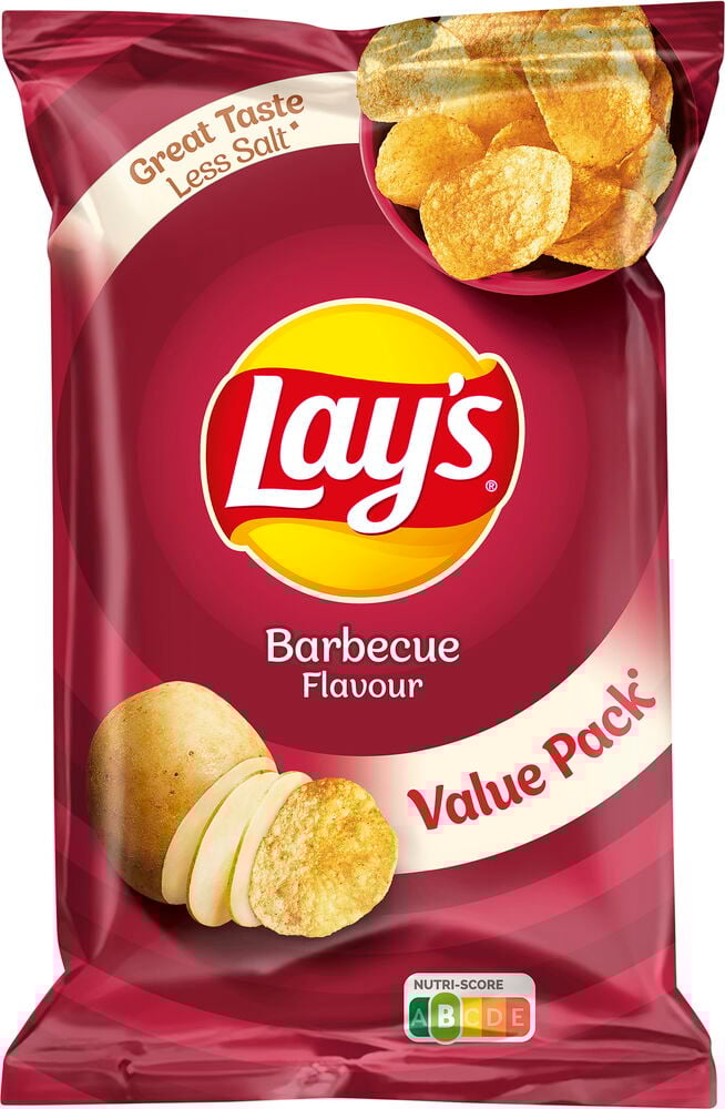 Punainen pussi Lay's Barbecue -sipsit arvopaketti.
