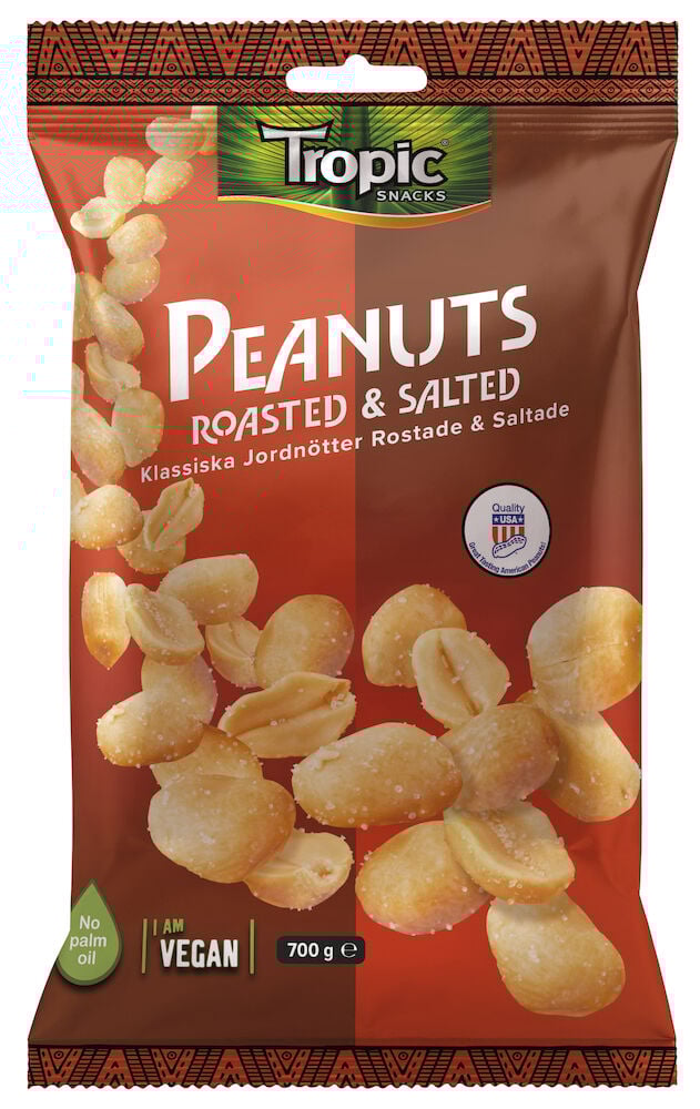 Stor påse rostade och saltade jordnötter.